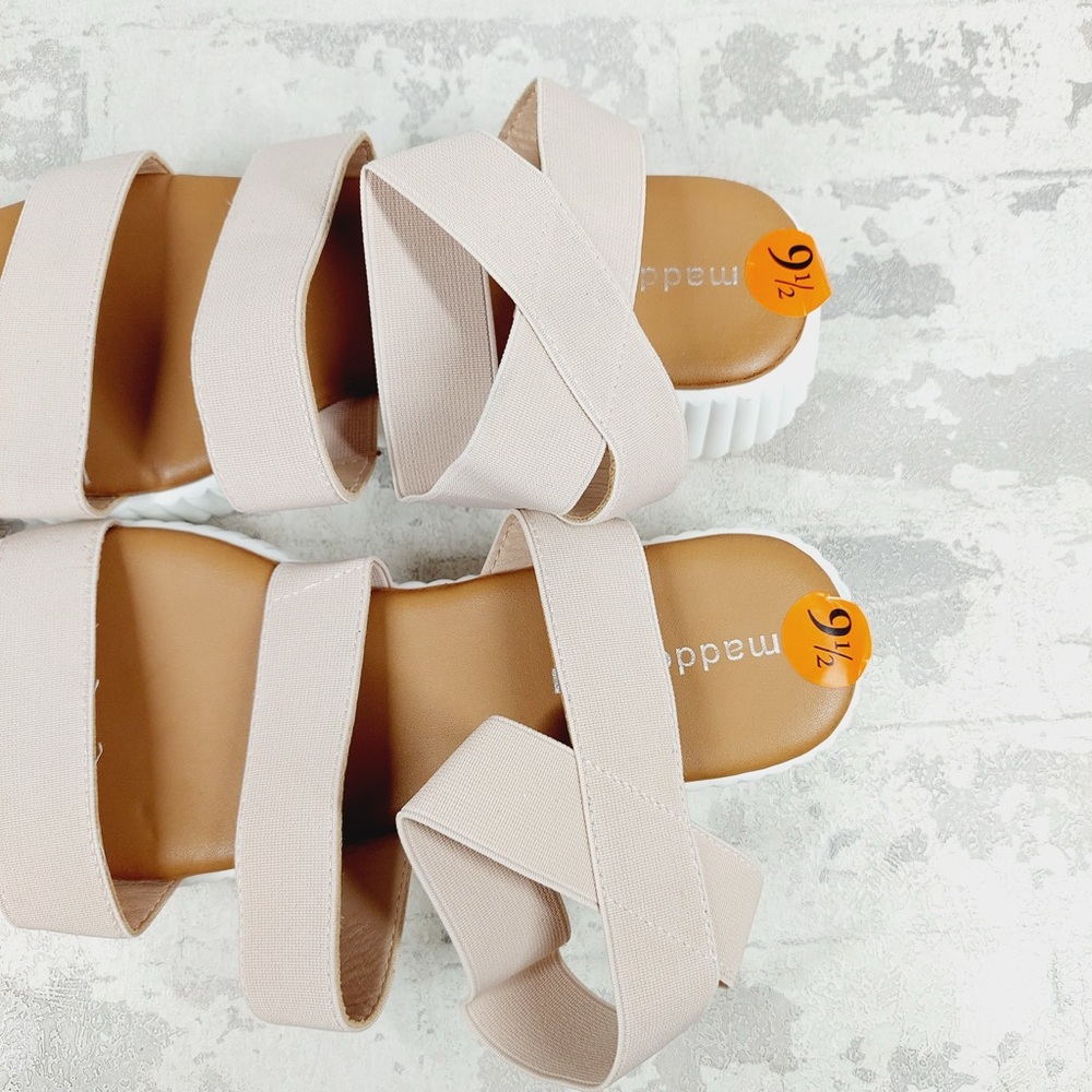 NEW Madden Girl Beige Platform Strappy Elastic Sandals V250 - Picture 9 of 10